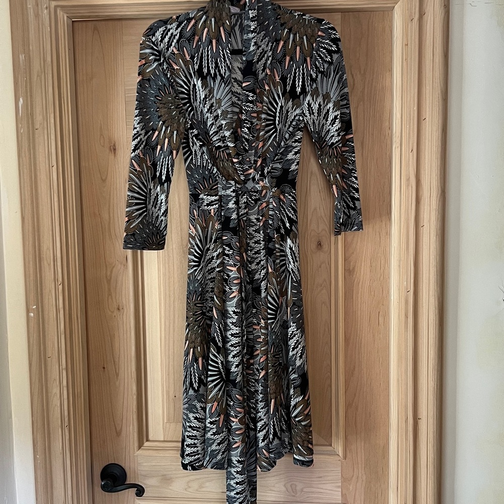 BY Design Multicolor Patterned Wrap Dress